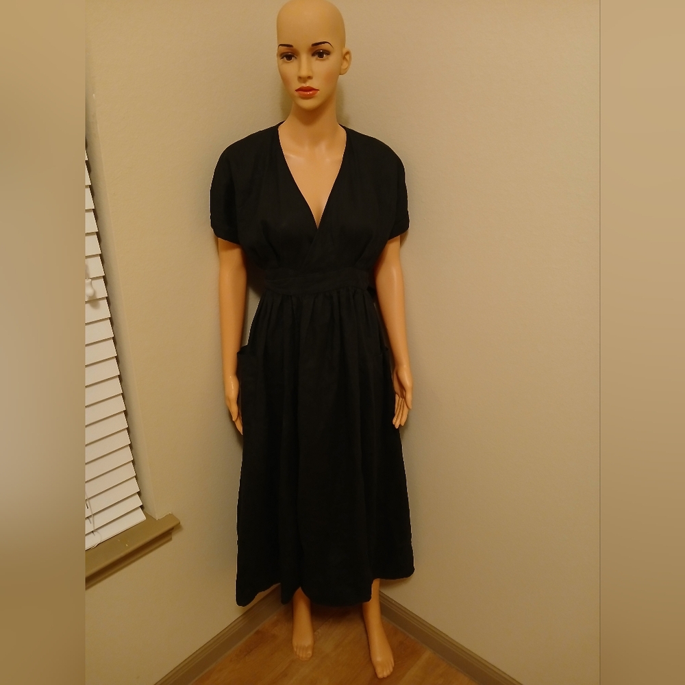Mara Hoffman Women's Black Dress 100% Hemp Wrap Style
